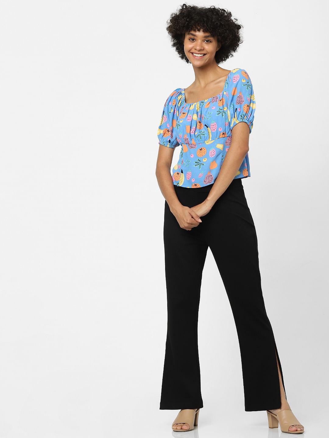 Blue Graphic Print Top