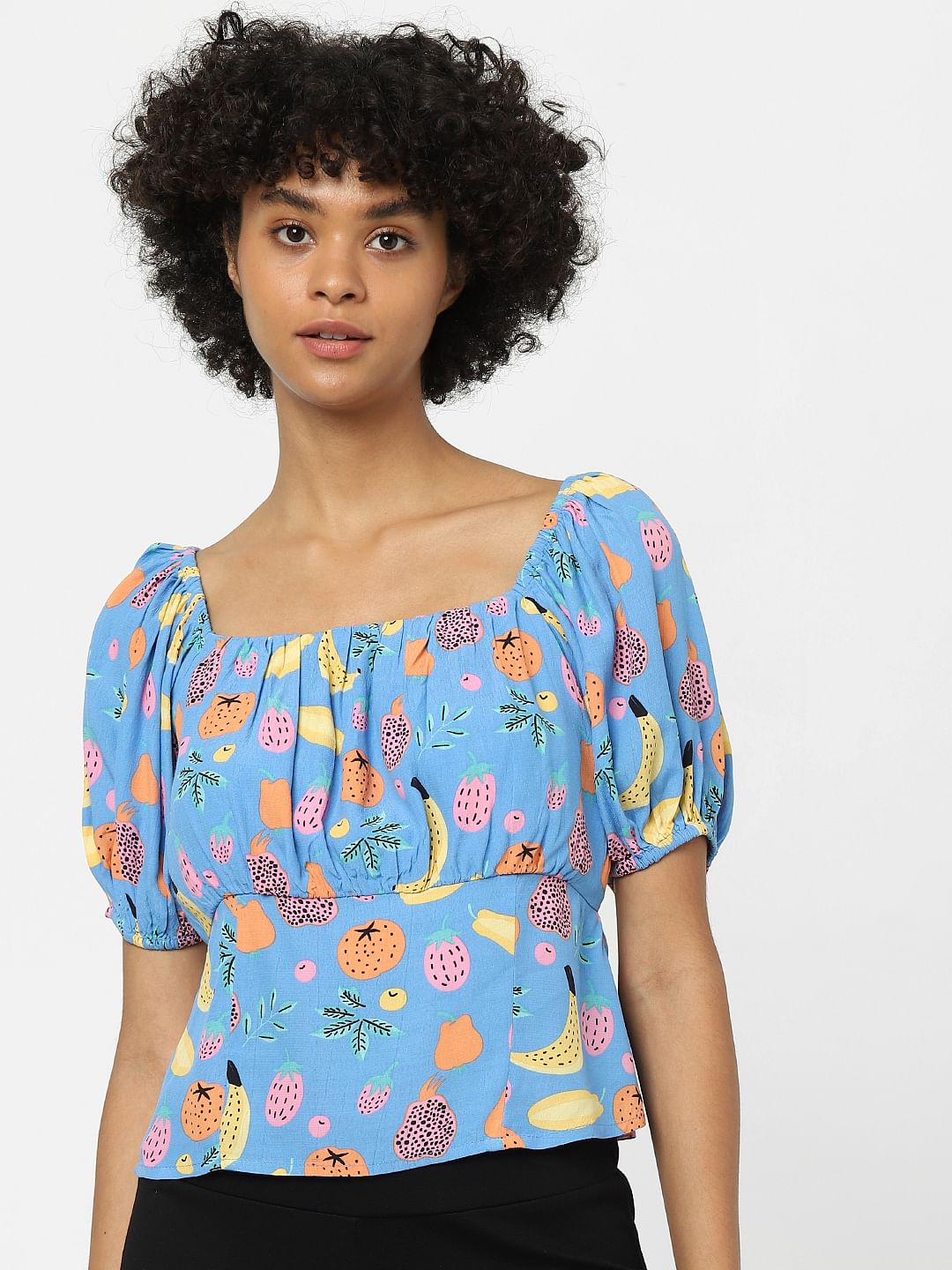 Blue Graphic Print Top