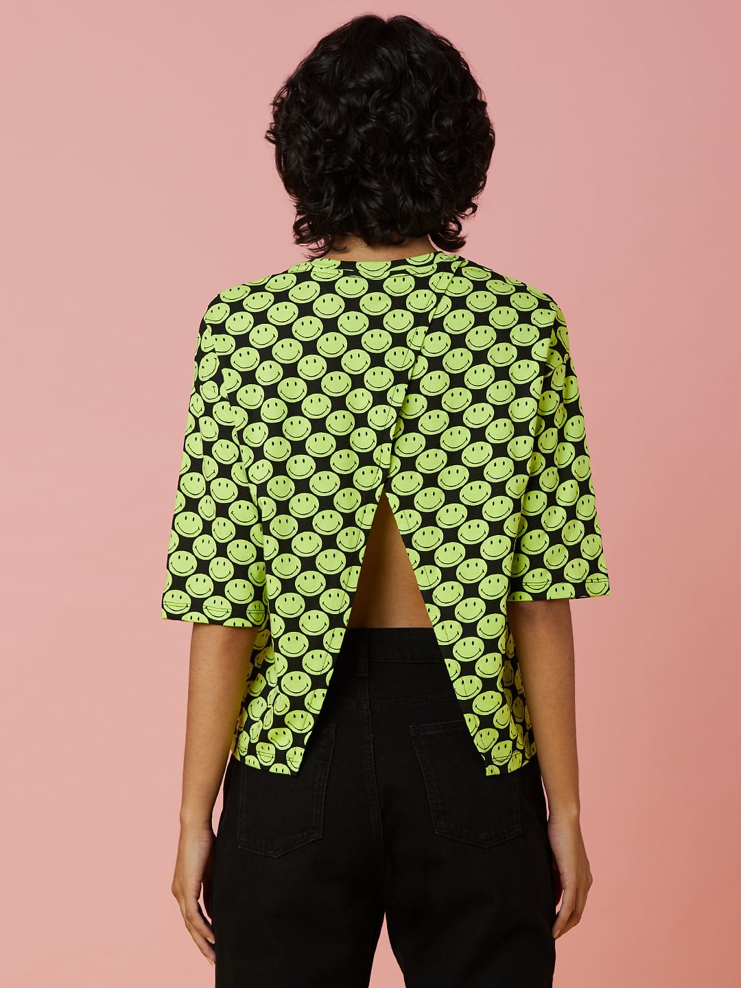 Only X Smiley Black All Over Print T-Shirt