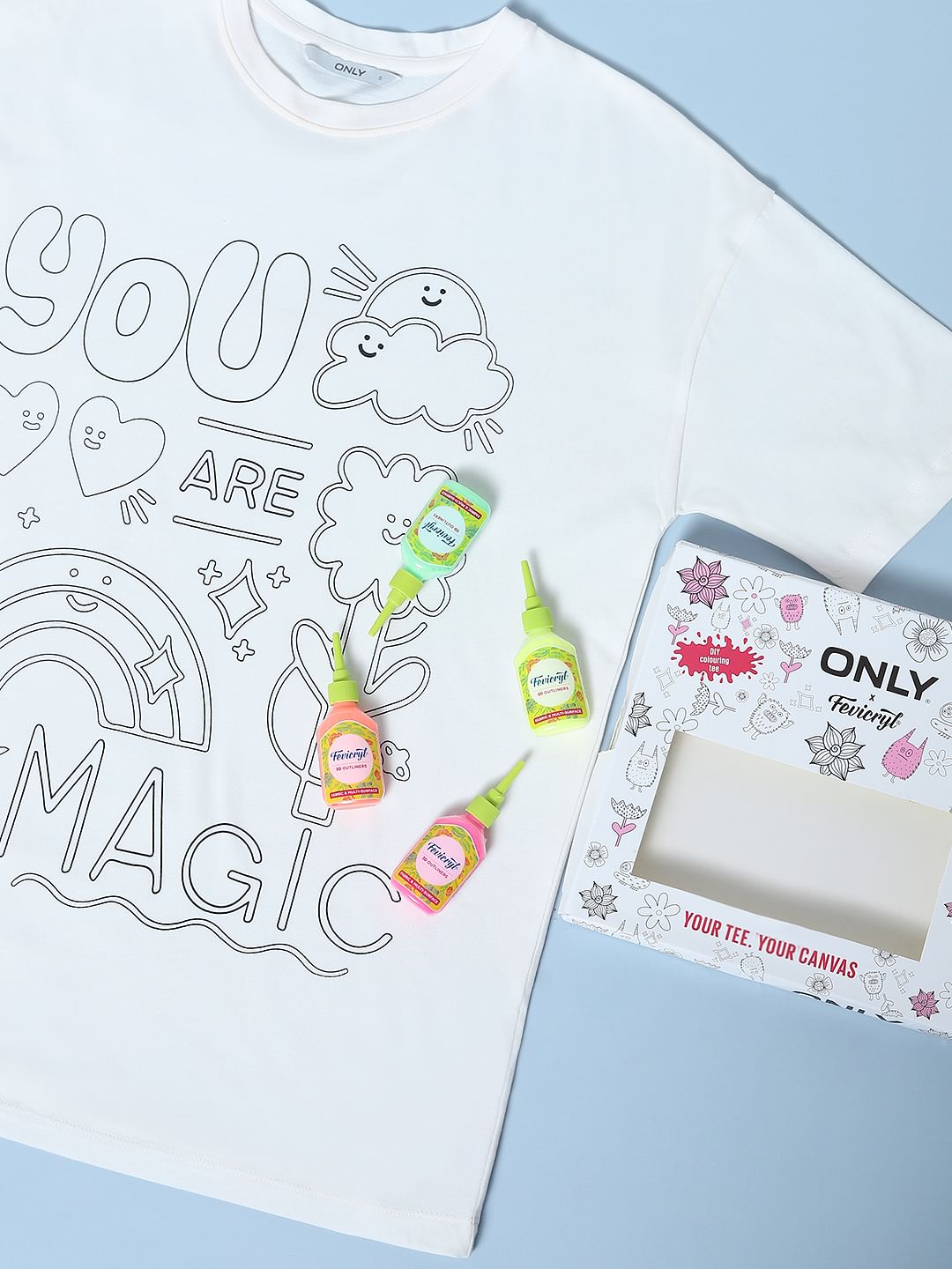 Only X Fevicryl White Diy Colouring T-Shirt & Kit