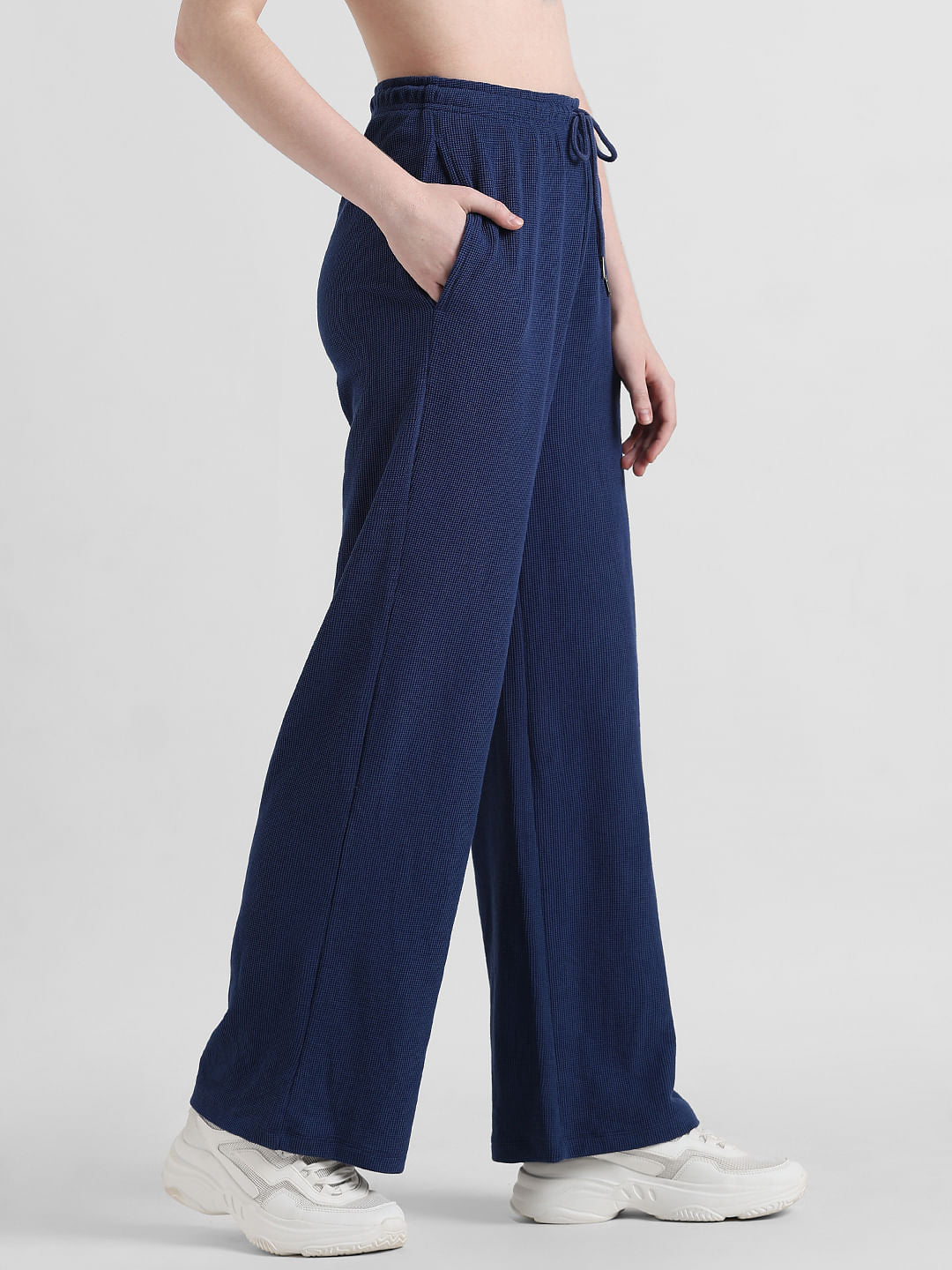 Blue High Rise Wide Leg Co-Ord Pants