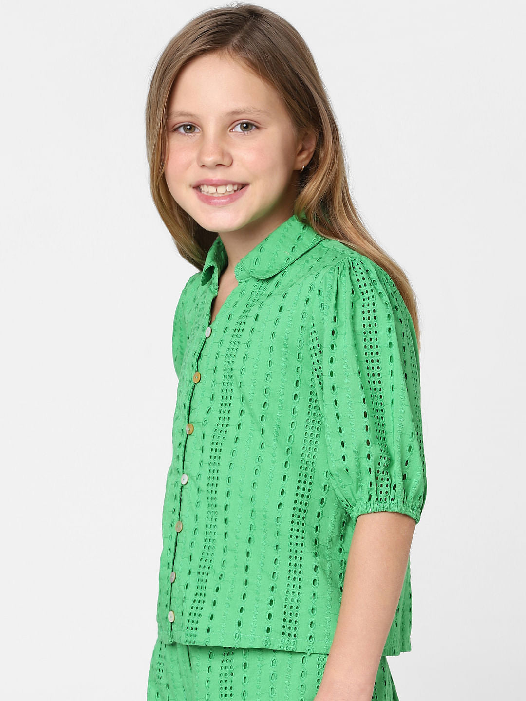 Green Schiffli Co-Ord Set Shirt