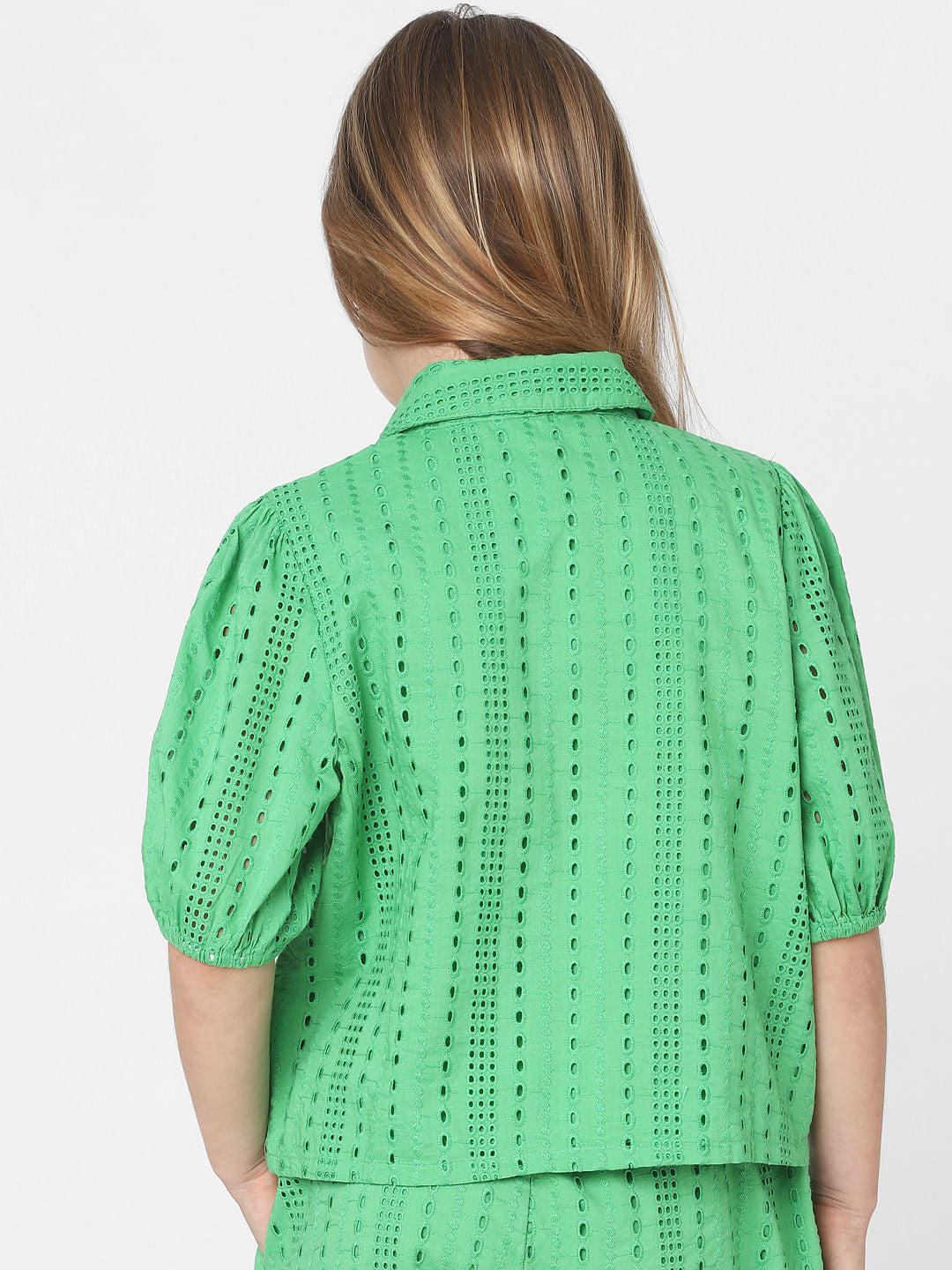 Green Schiffli Co-Ord Set Shirt