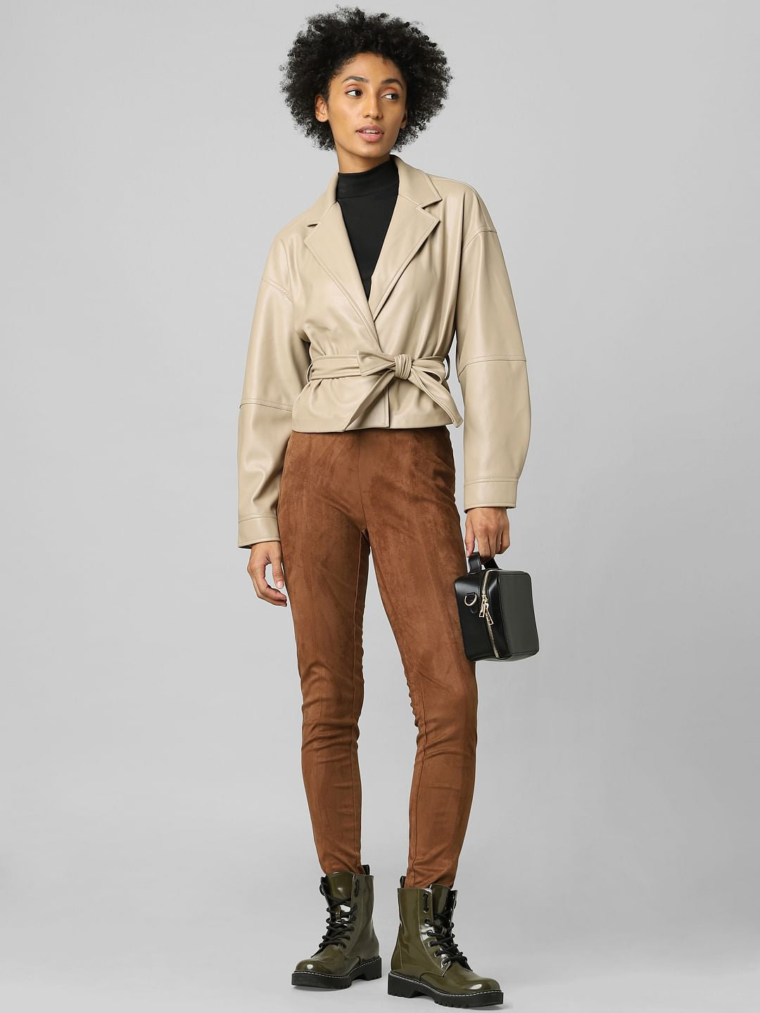 Brown High Rise Faux Suede Leggings