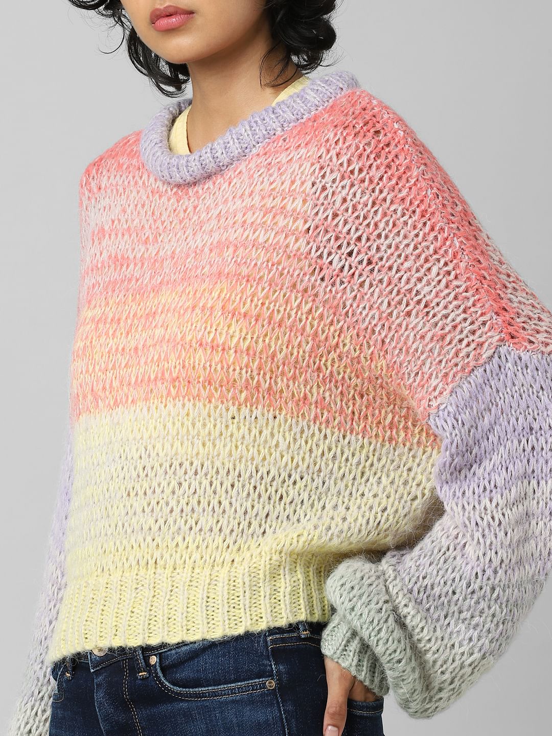 Purple Colourblocked Pullover