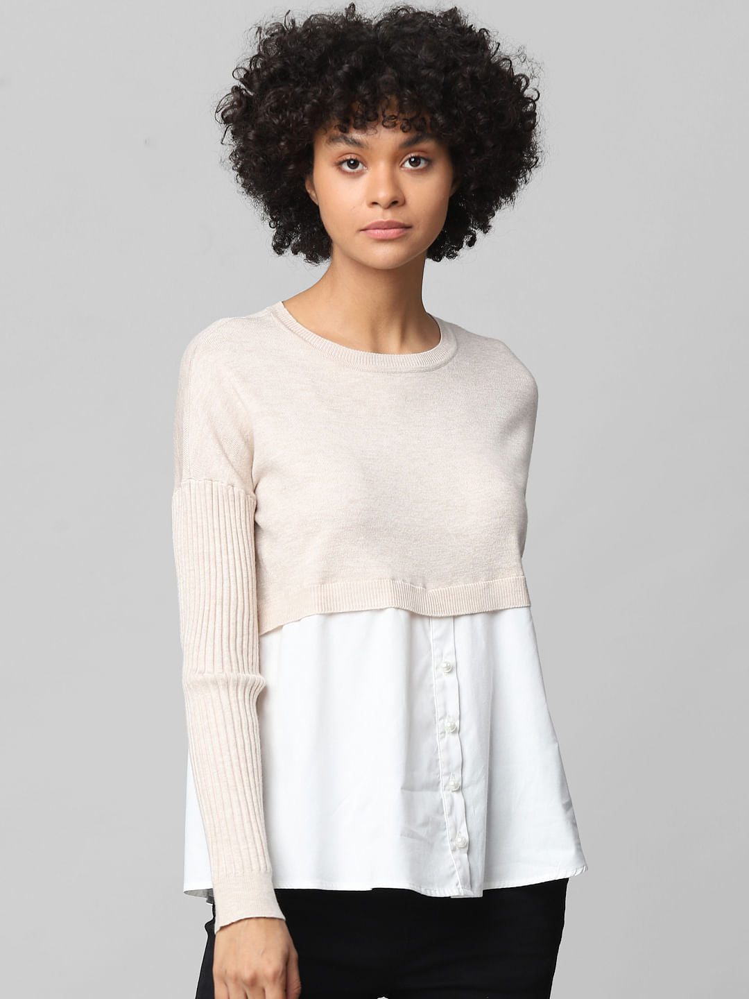 White Shirt Insert Pullover