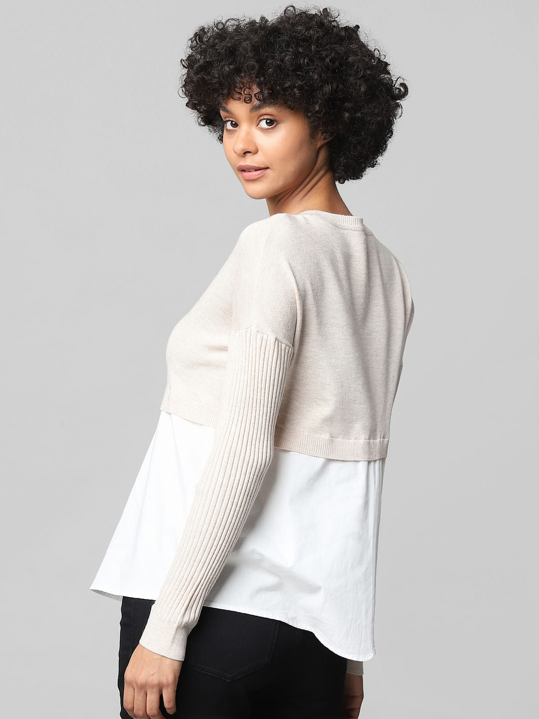 White Shirt Insert Pullover