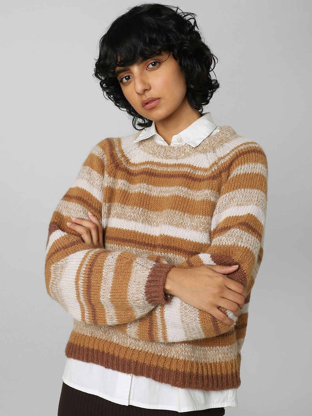 Brown Striped Pullover