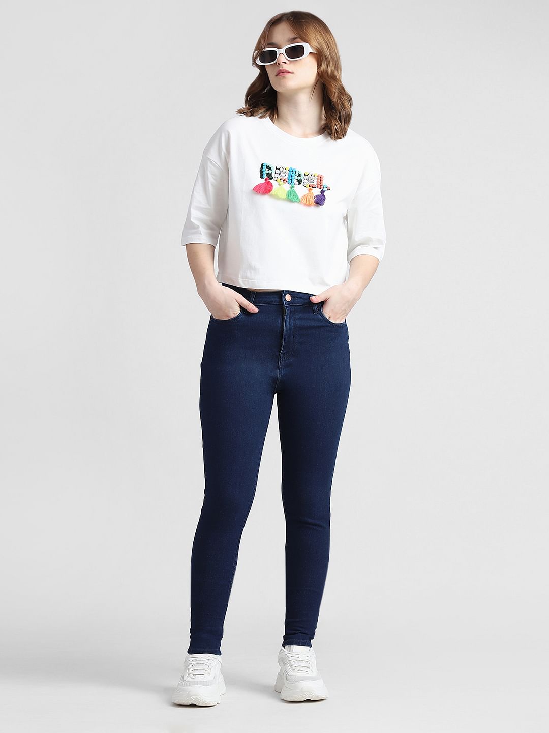 Dark Blue Mid Rise Piper Skinny Fit Jeans