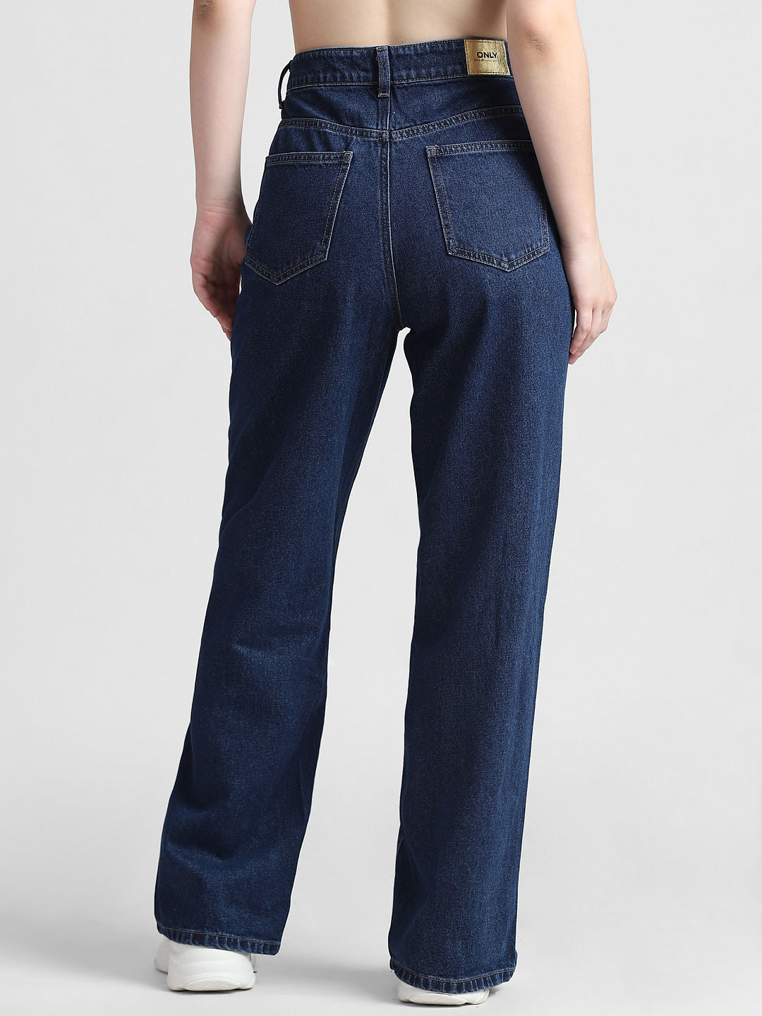 Dark Blue High Rise Wide Leg Jeans