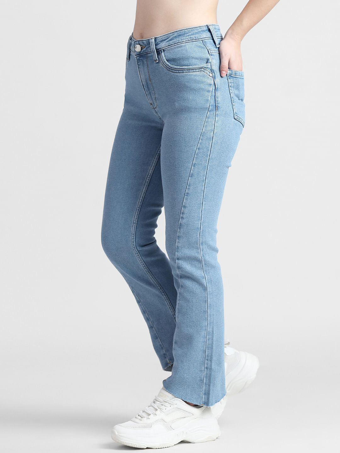 Light Blue Mid Rise Flared Fit Jeans