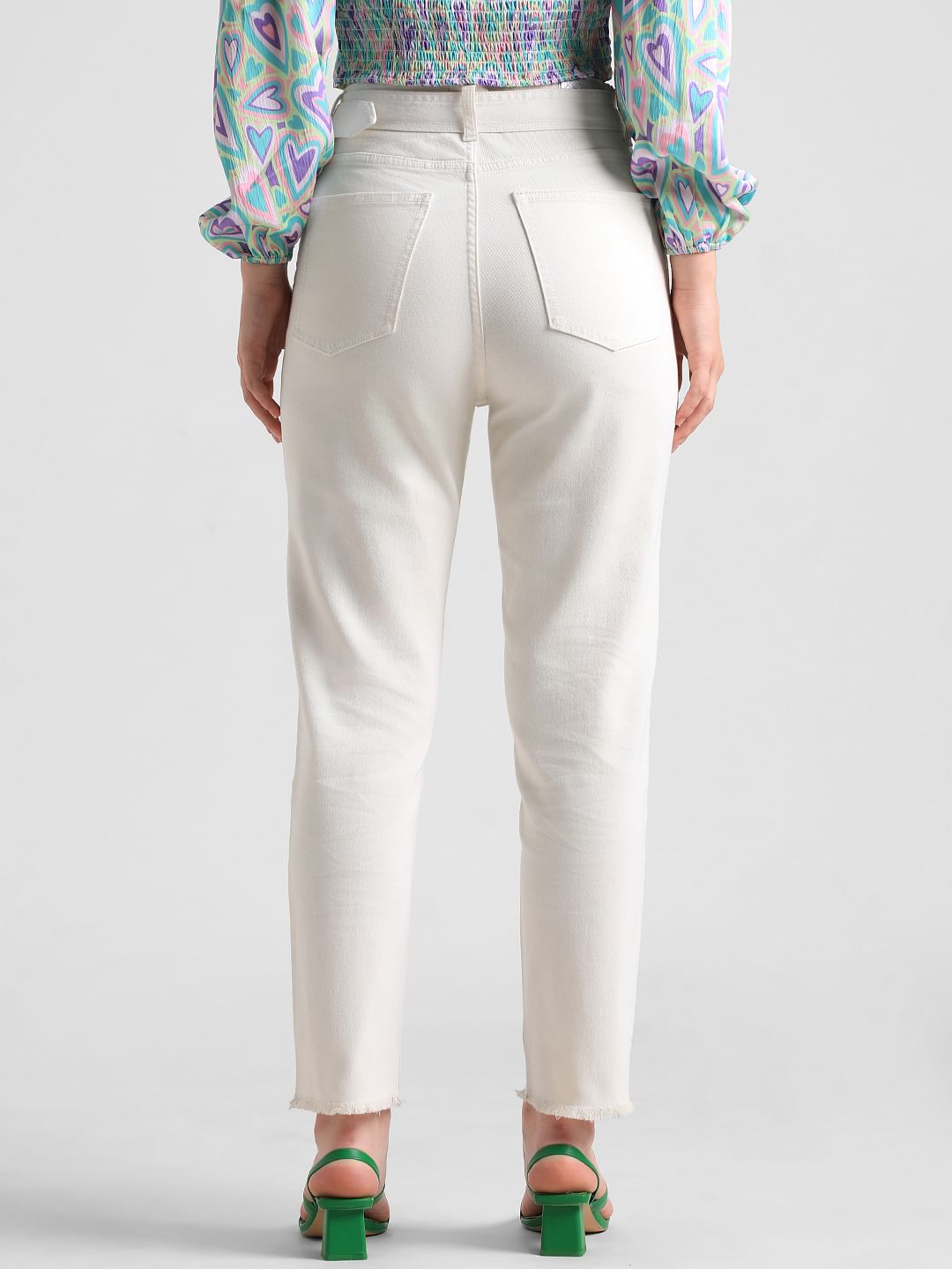 White Mid Rise Slim Fit Jeans