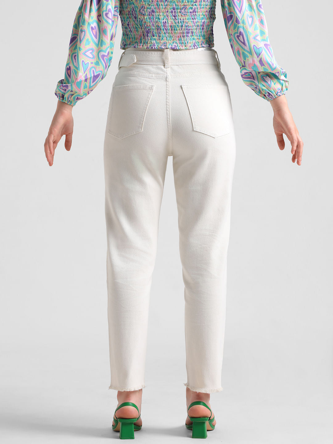 White Mid Rise Slim Fit Jeans