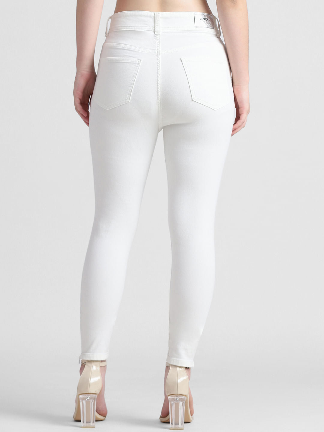 White Mid Rise Skinny Fit Jeans