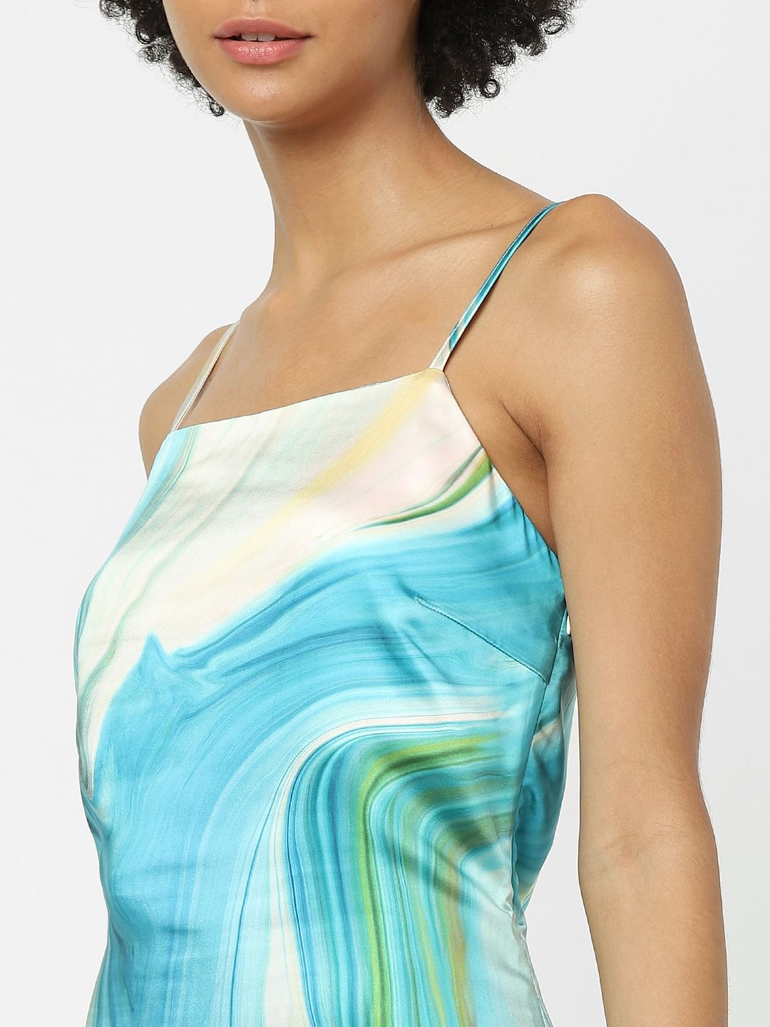 Blue Satin Slip Shift Dress