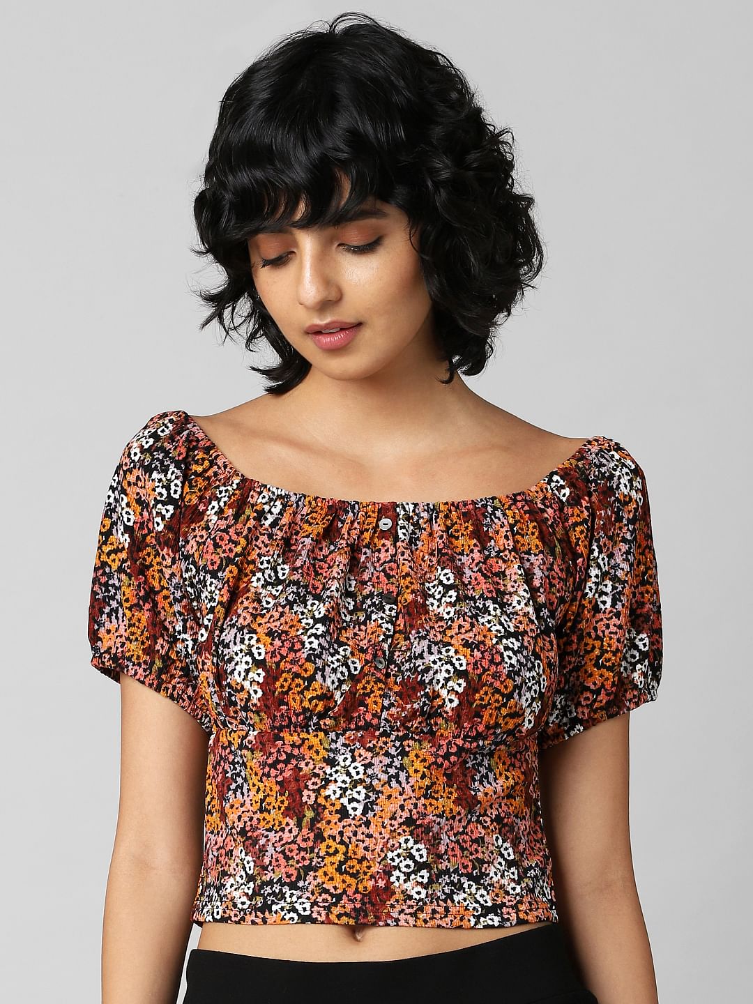 Brown Floral Top