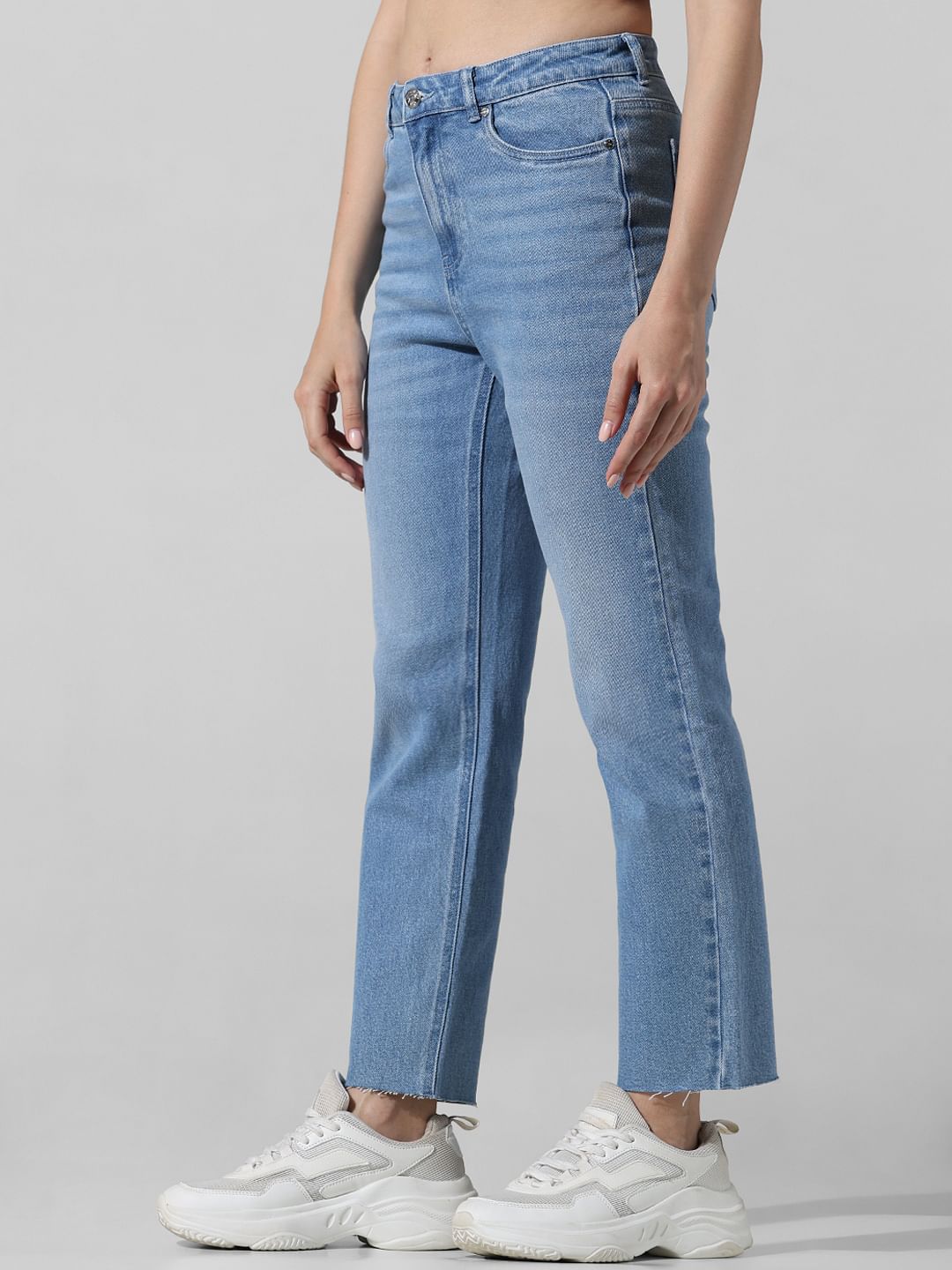 Light Blue High Rise Straight Fit Jeans