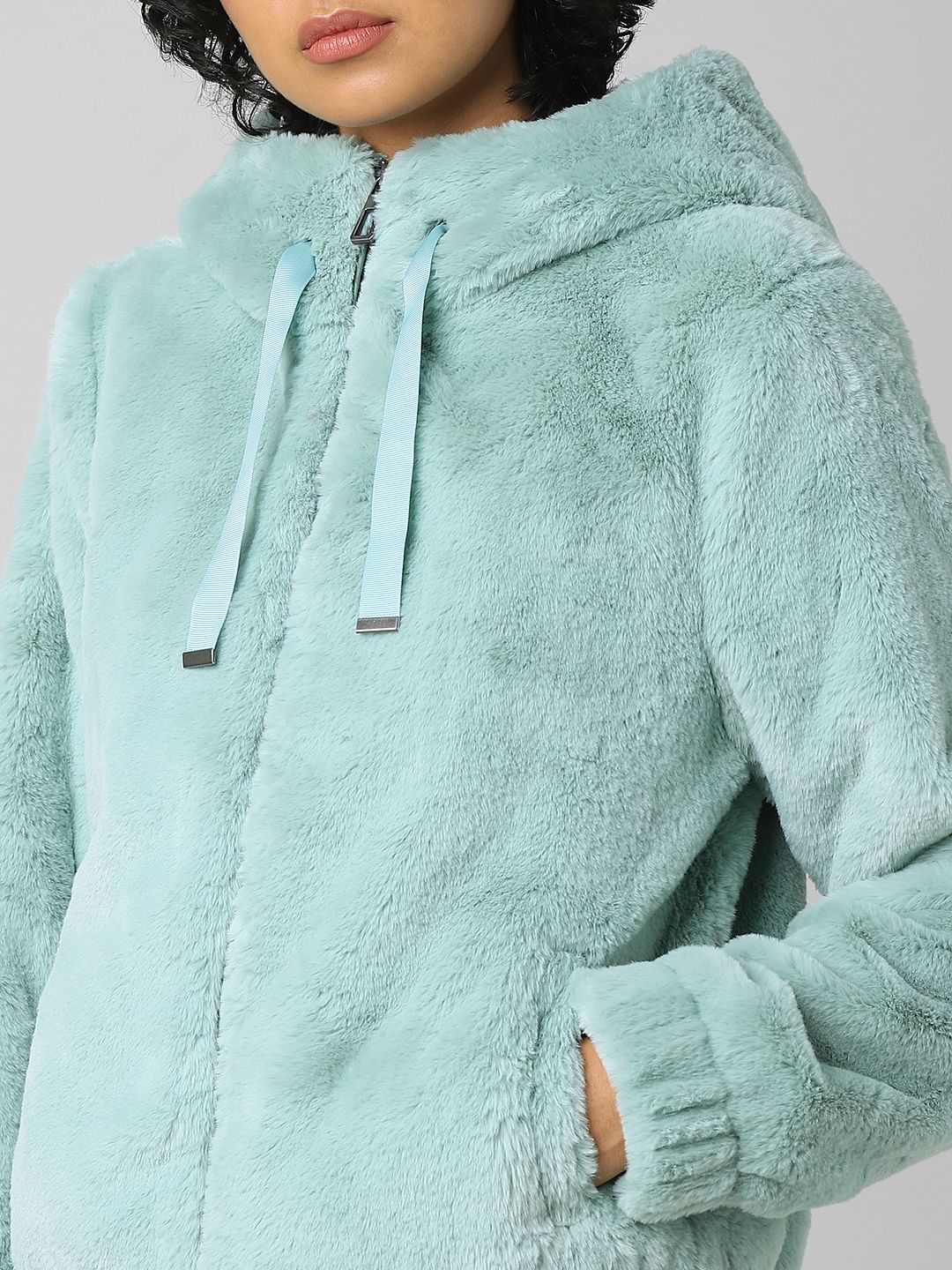 Blue Fur Hooded Jacket
