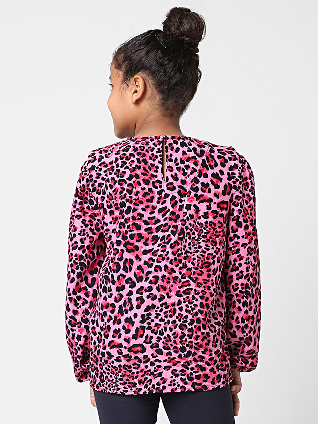 Girls Pink Animal Print Top