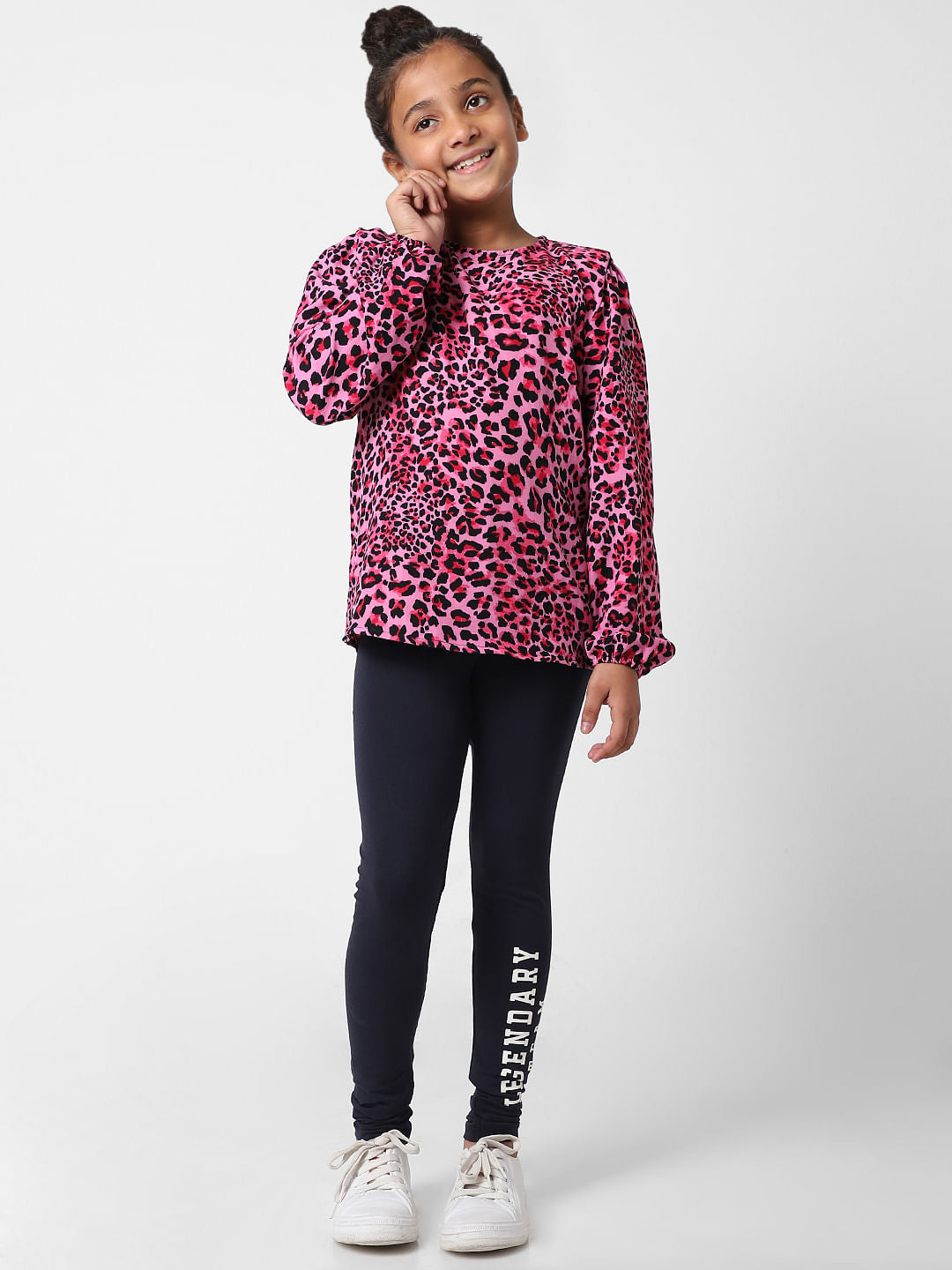Girls Pink Animal Print Top