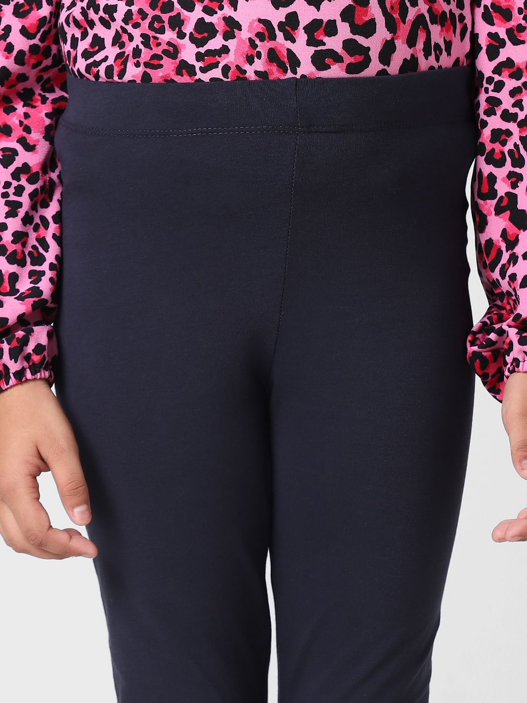 Girls Navy Blue High Rise Leggings