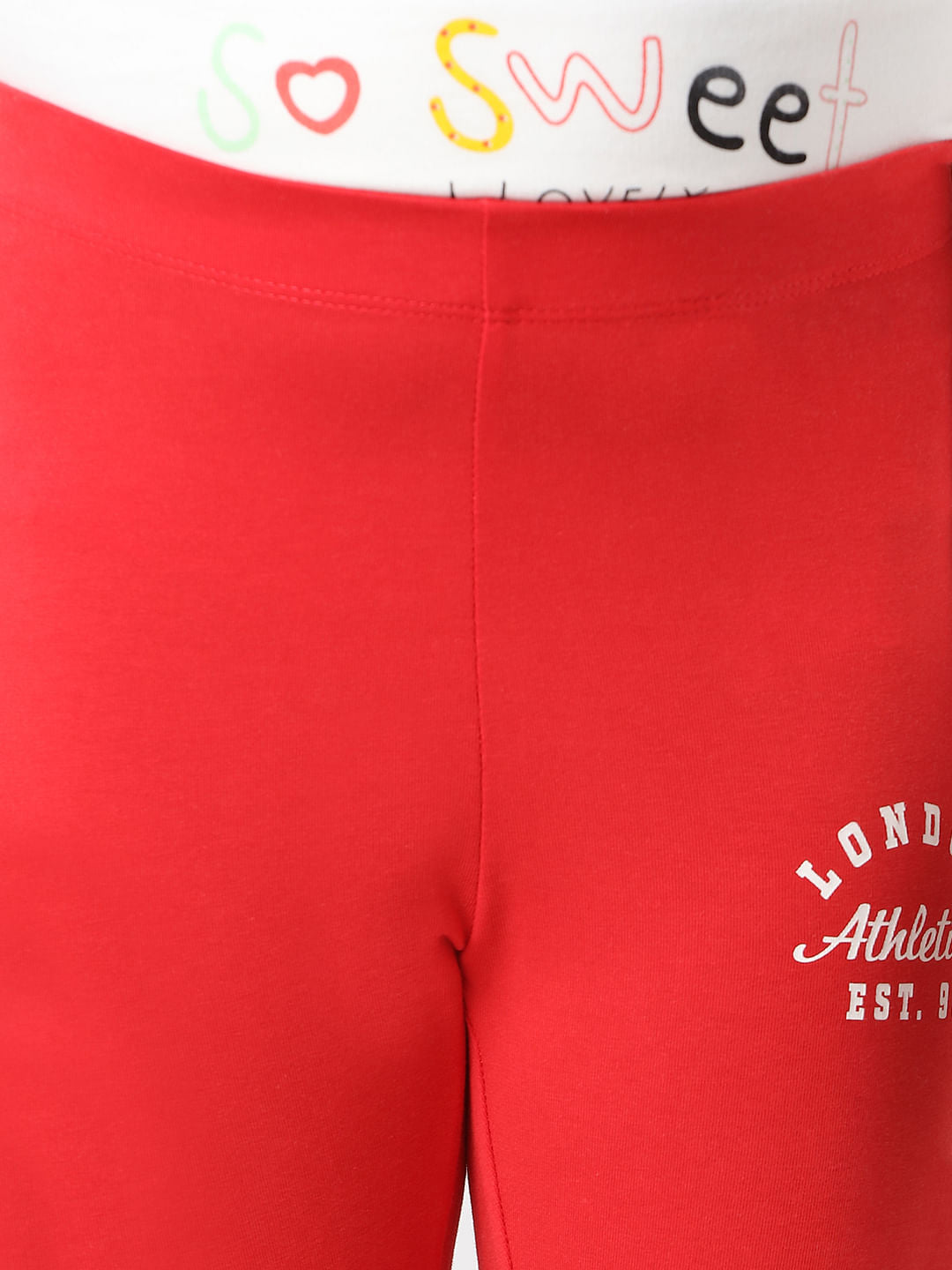 Girls Red High Rise Leggings
