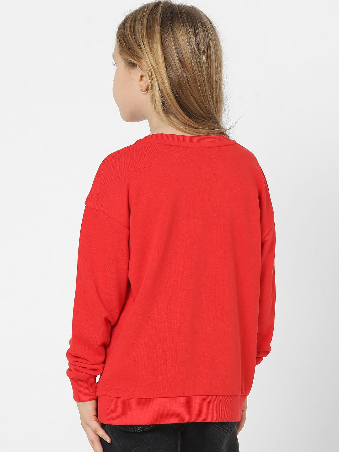 Girls Red Text Print Sweatshirt