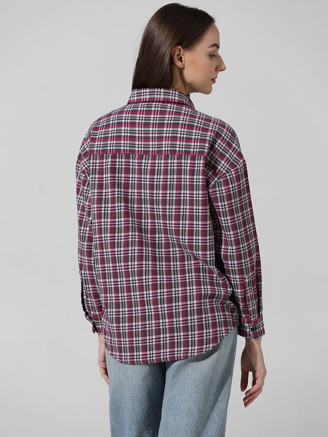 Pink Oversized Checked Shirt