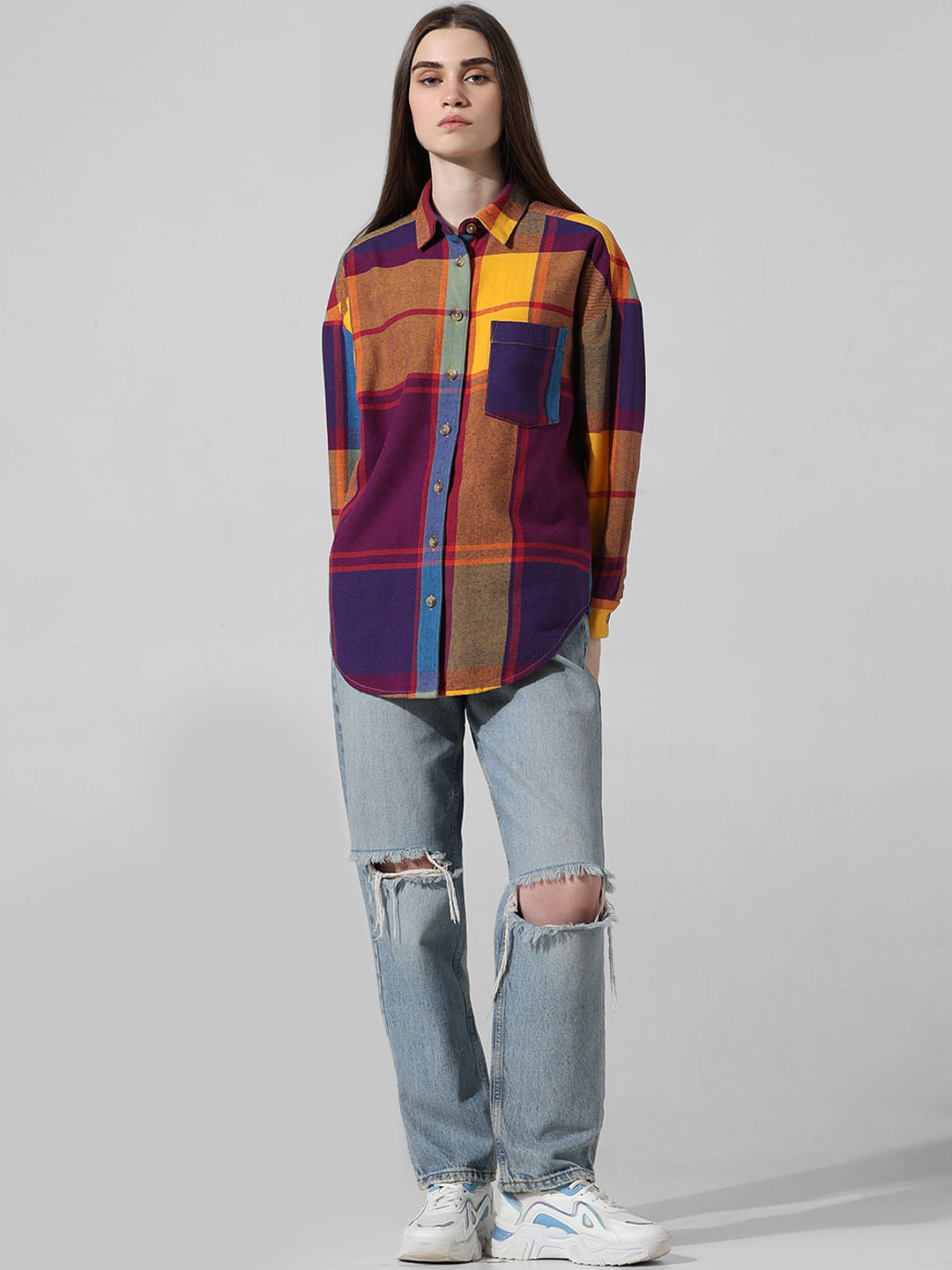 Red Check Oversized Shirt