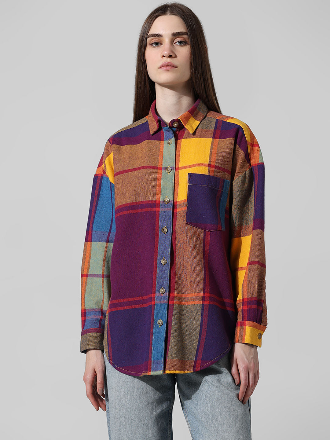 Red Check Oversized Shirt