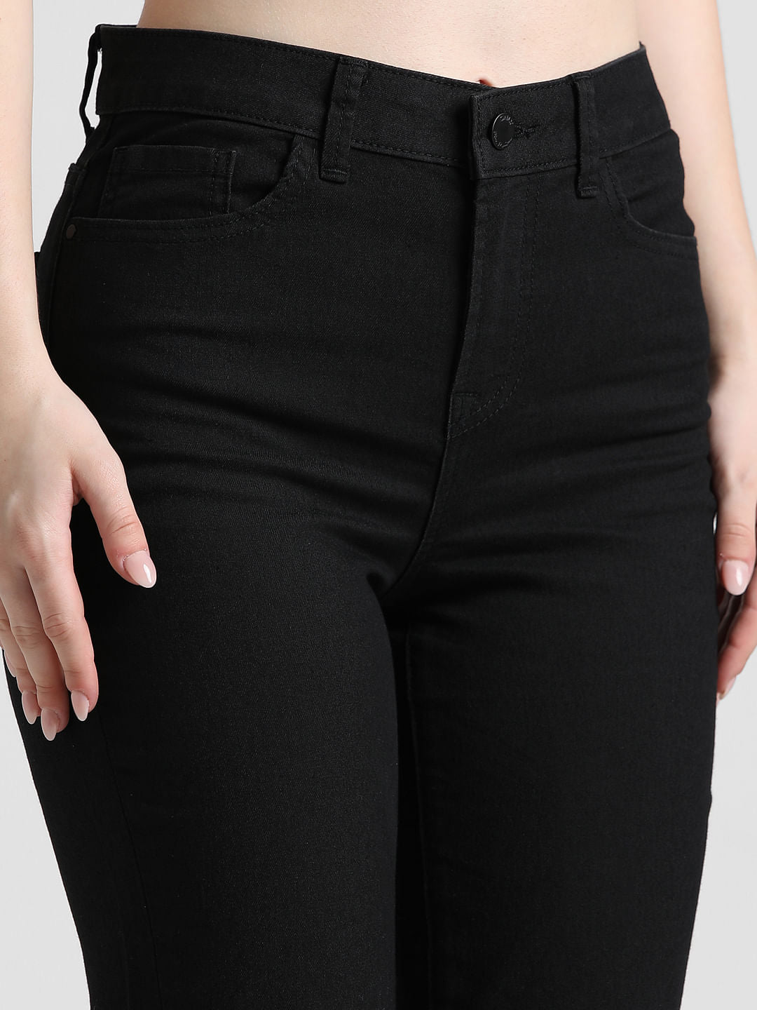 Black High Rise Flared Jeans