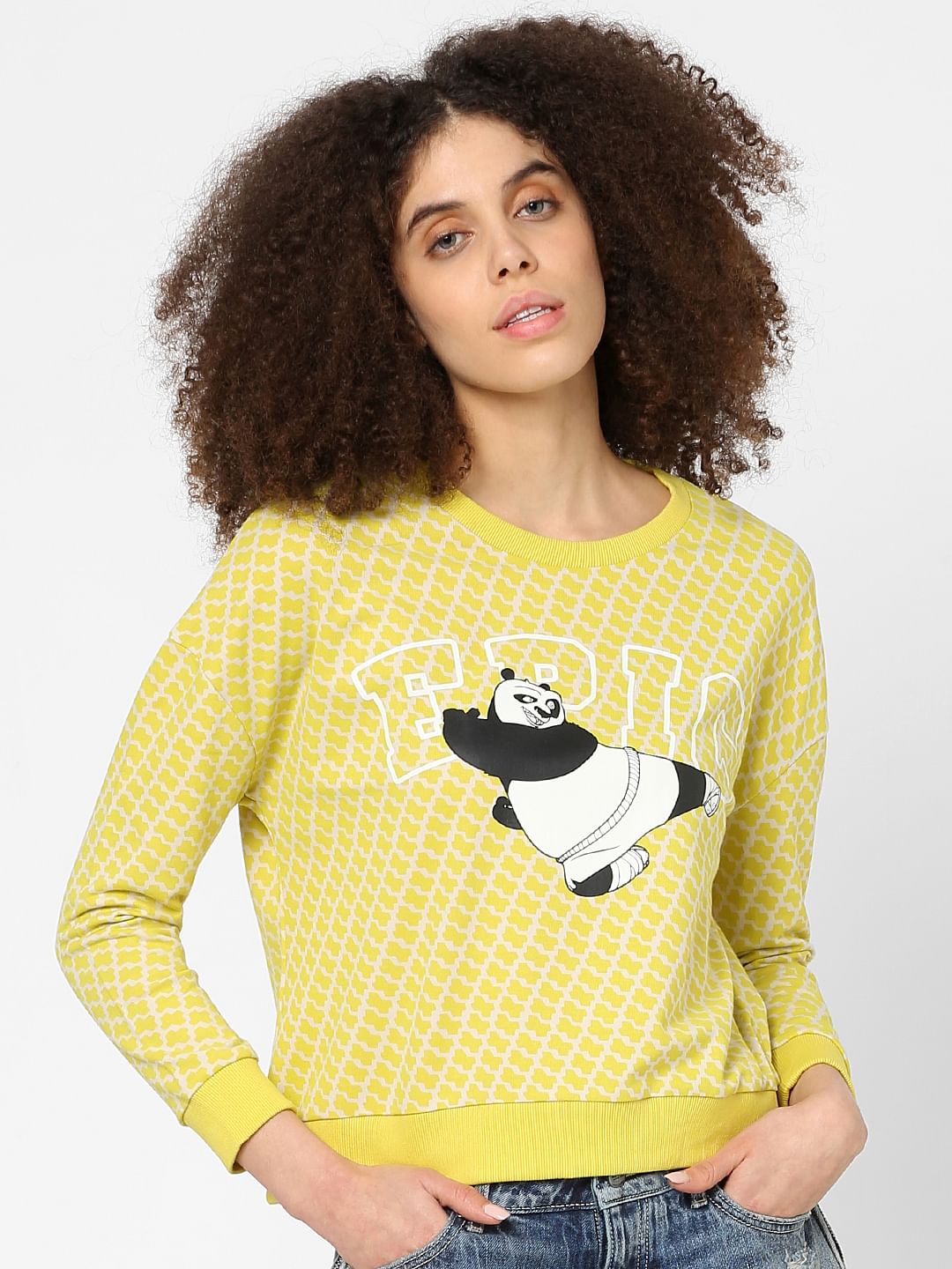 Only X Kung Fu Panda Yellow Graphic Print Sweatshirt