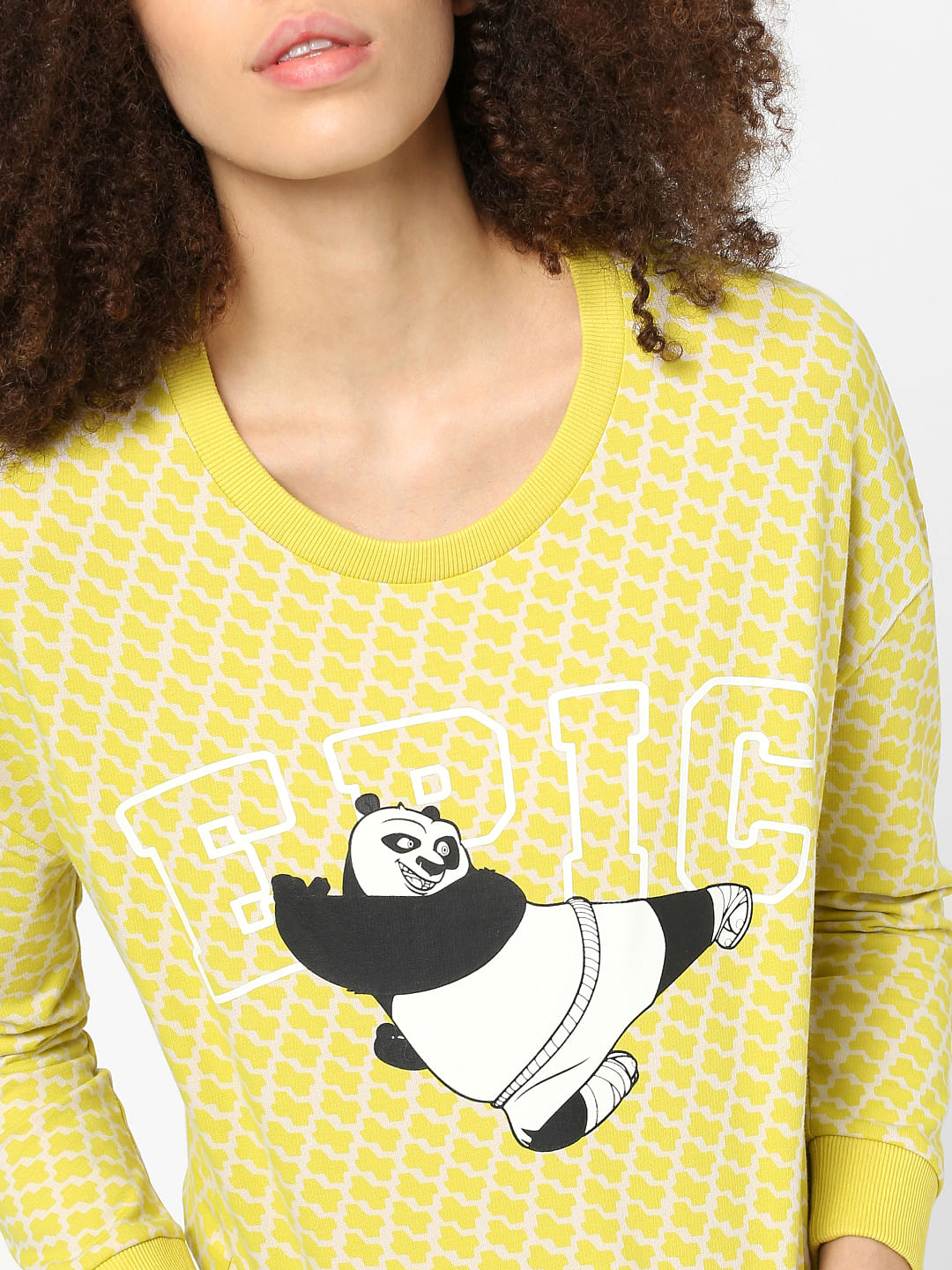 Only X Kung Fu Panda Yellow Graphic Print Sweatshirt
