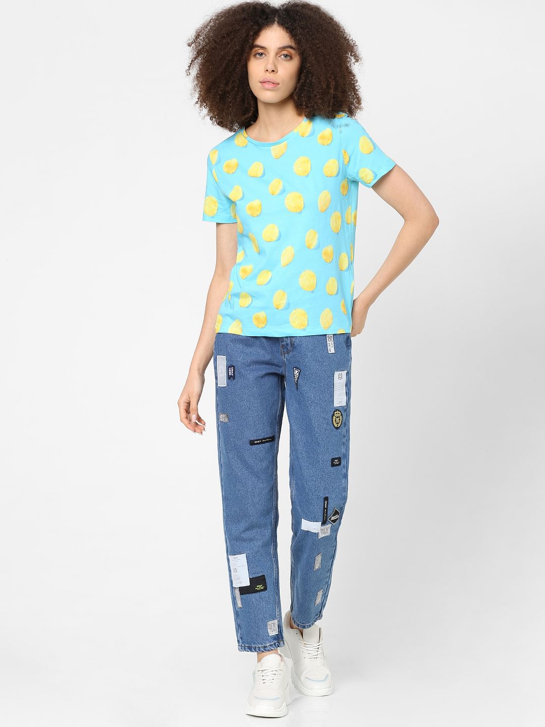 Blue Potato Chip Print T-Shirt