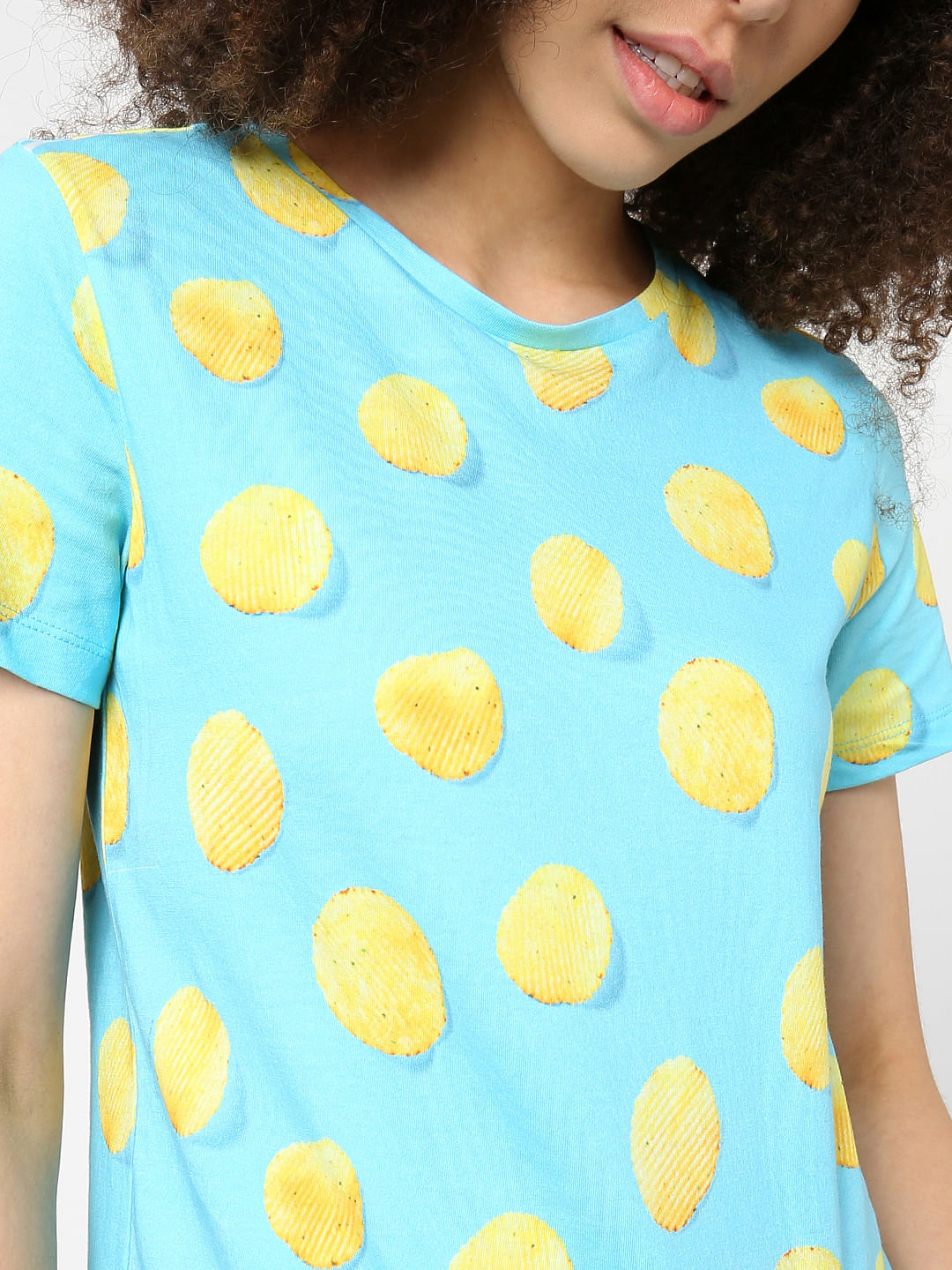 Blue Potato Chip Print T-Shirt
