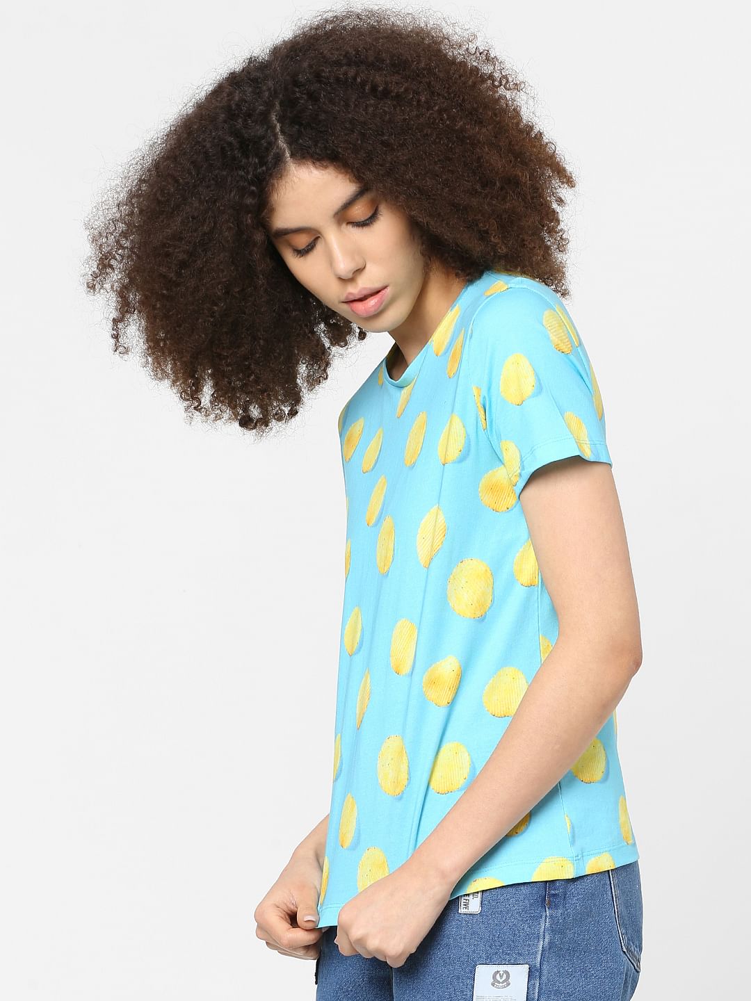 Blue Potato Chip Print T-Shirt