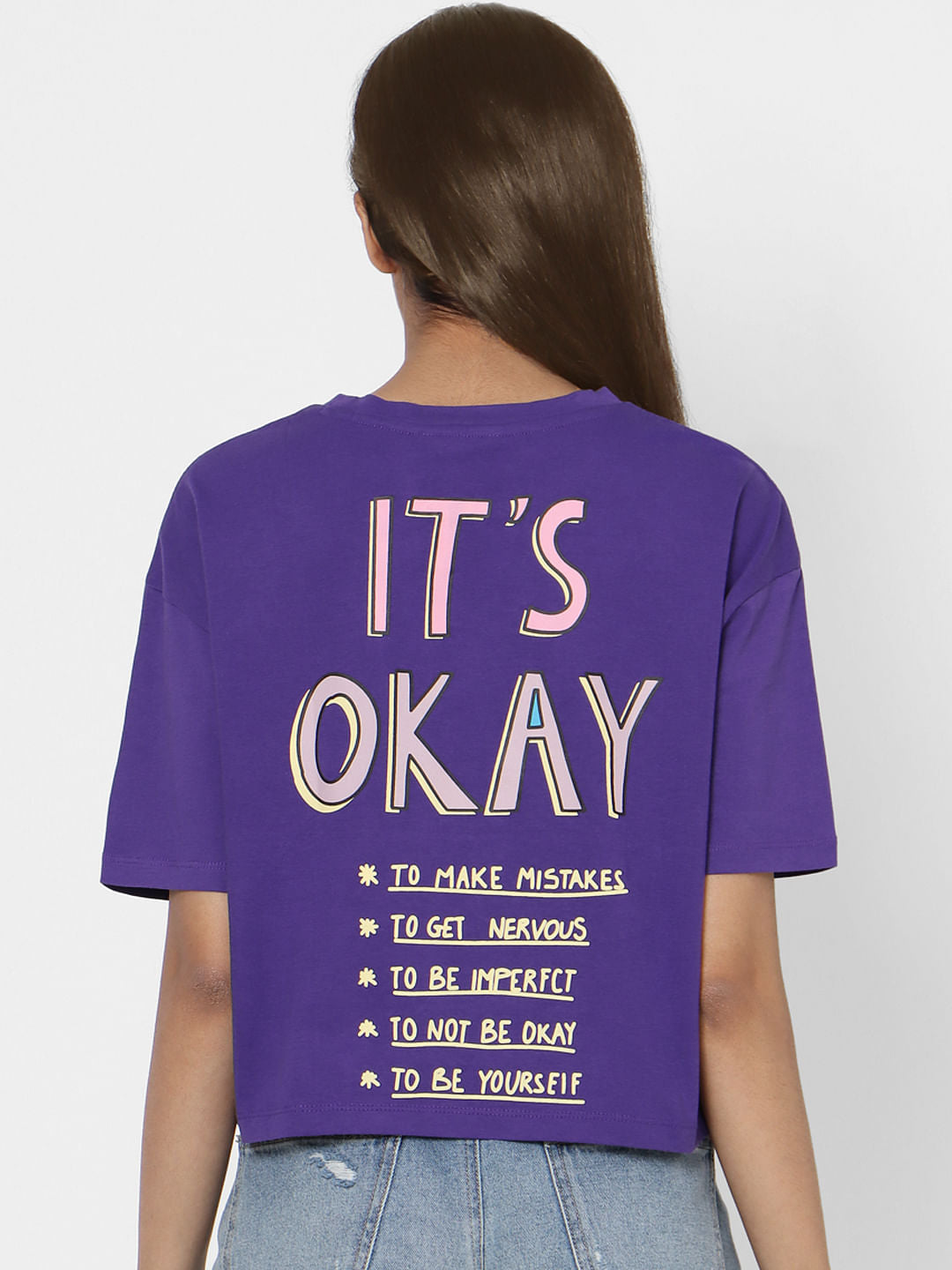 Purple Slogan Print T-Shirt