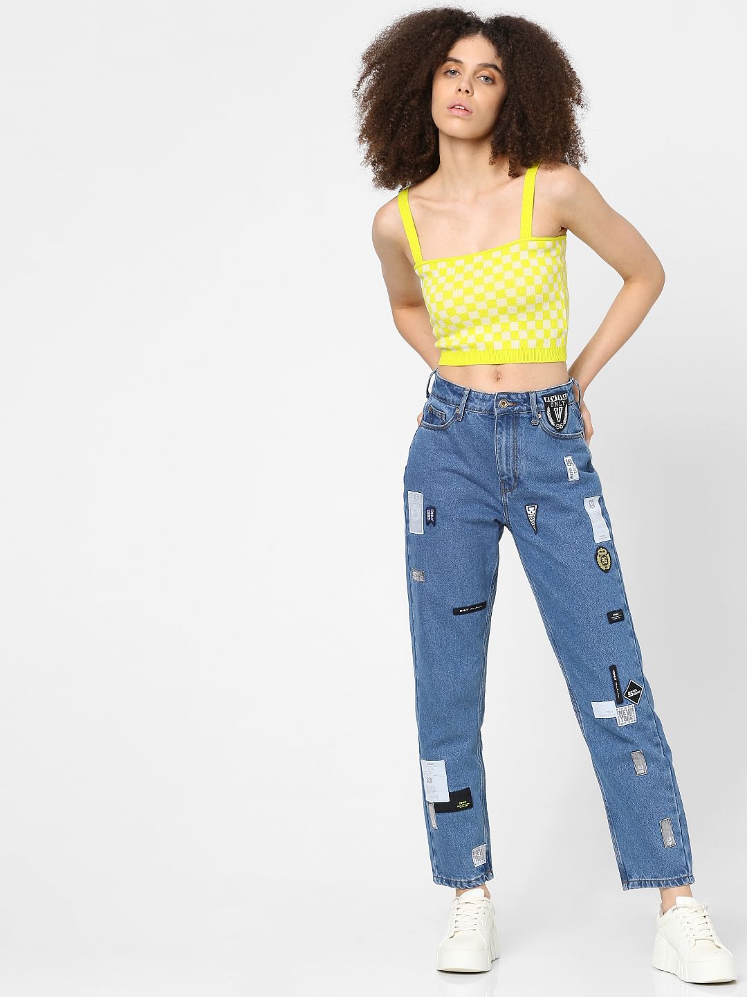 Checks Knit Crop Top