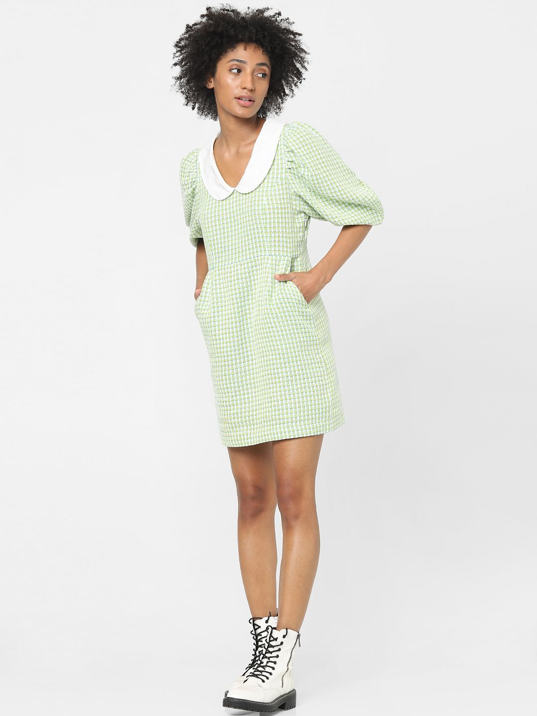 Green Check Tweed Dress