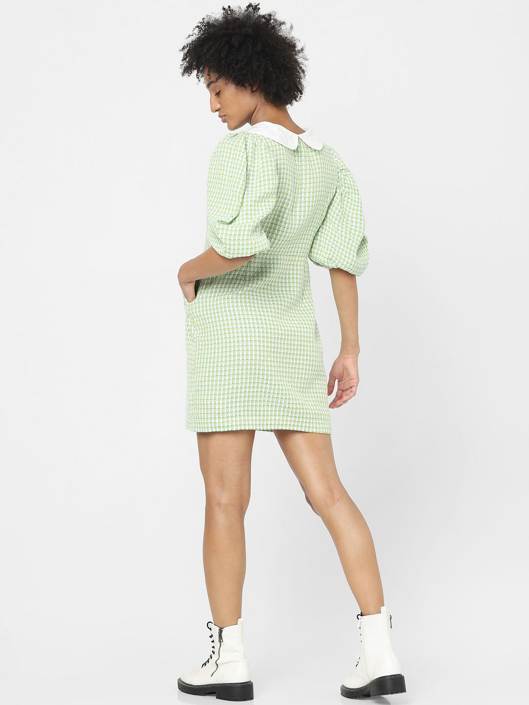 Green Check Tweed Dress