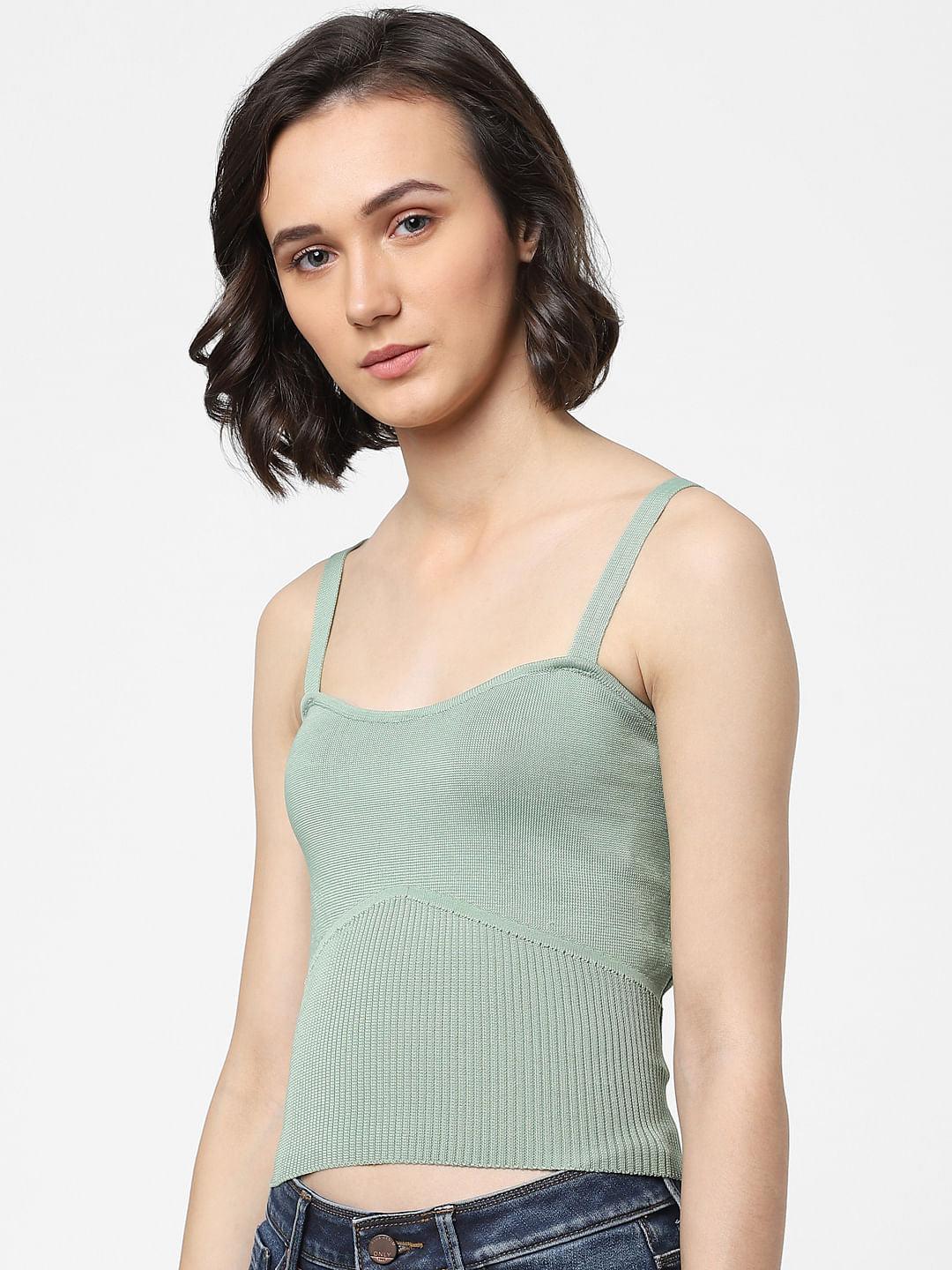 Green Ribbed Top