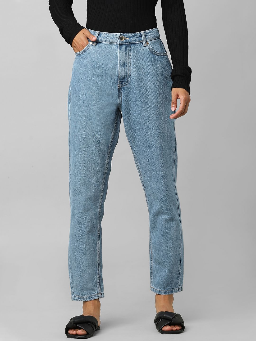 Blue High Rise Mom Jeans