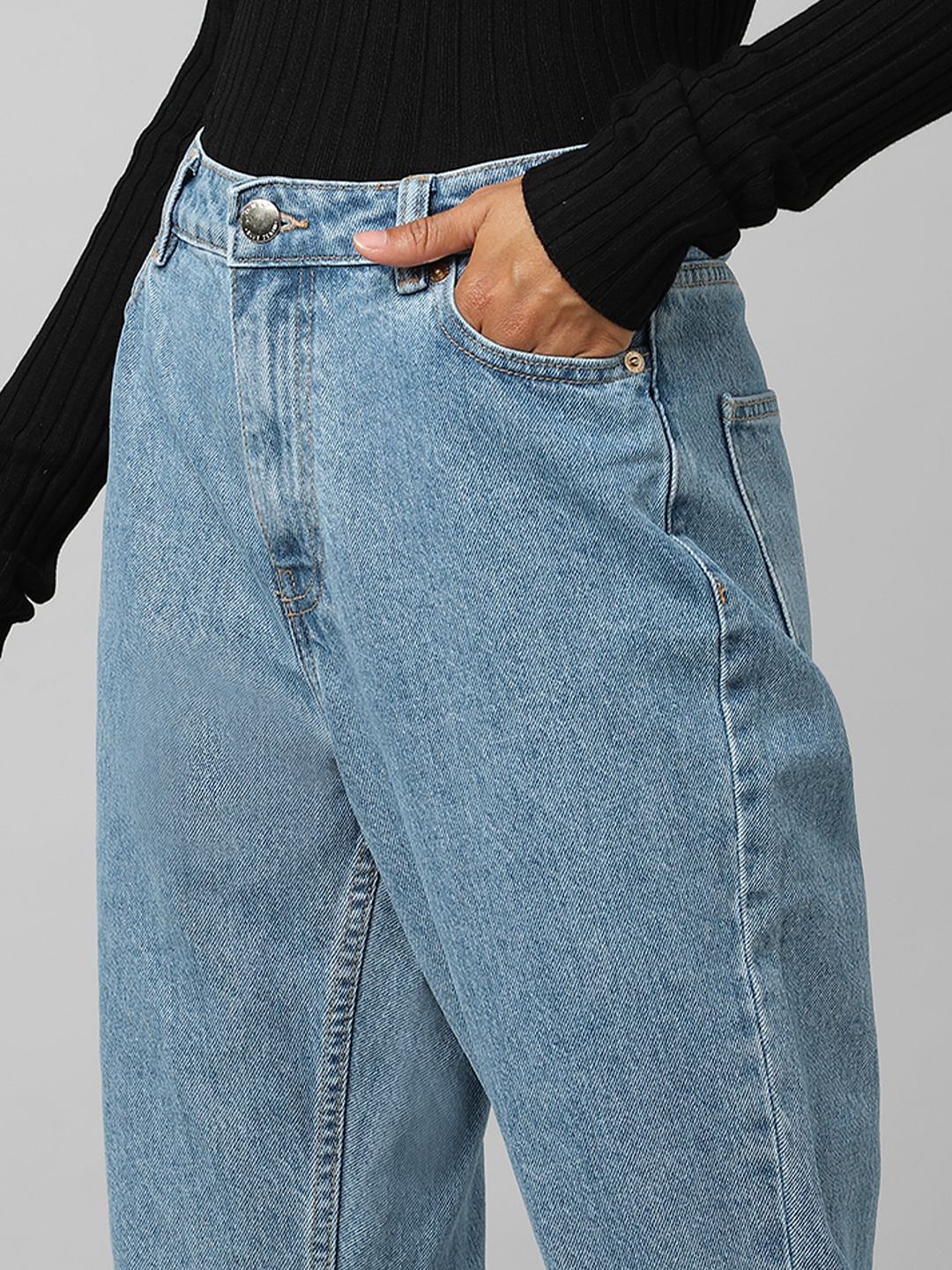 Blue High Rise Mom Jeans