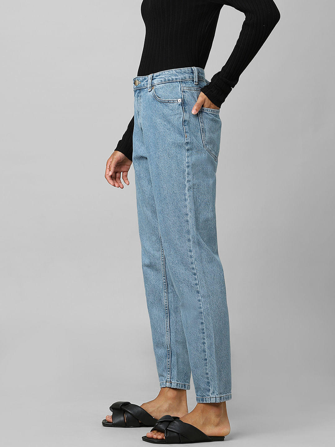 Blue High Rise Mom Jeans