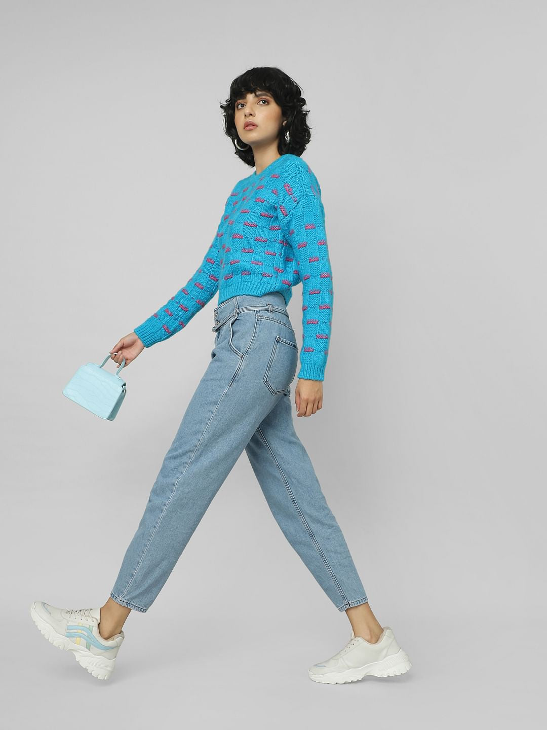 Blue High Rise Carrot Fit Jeans