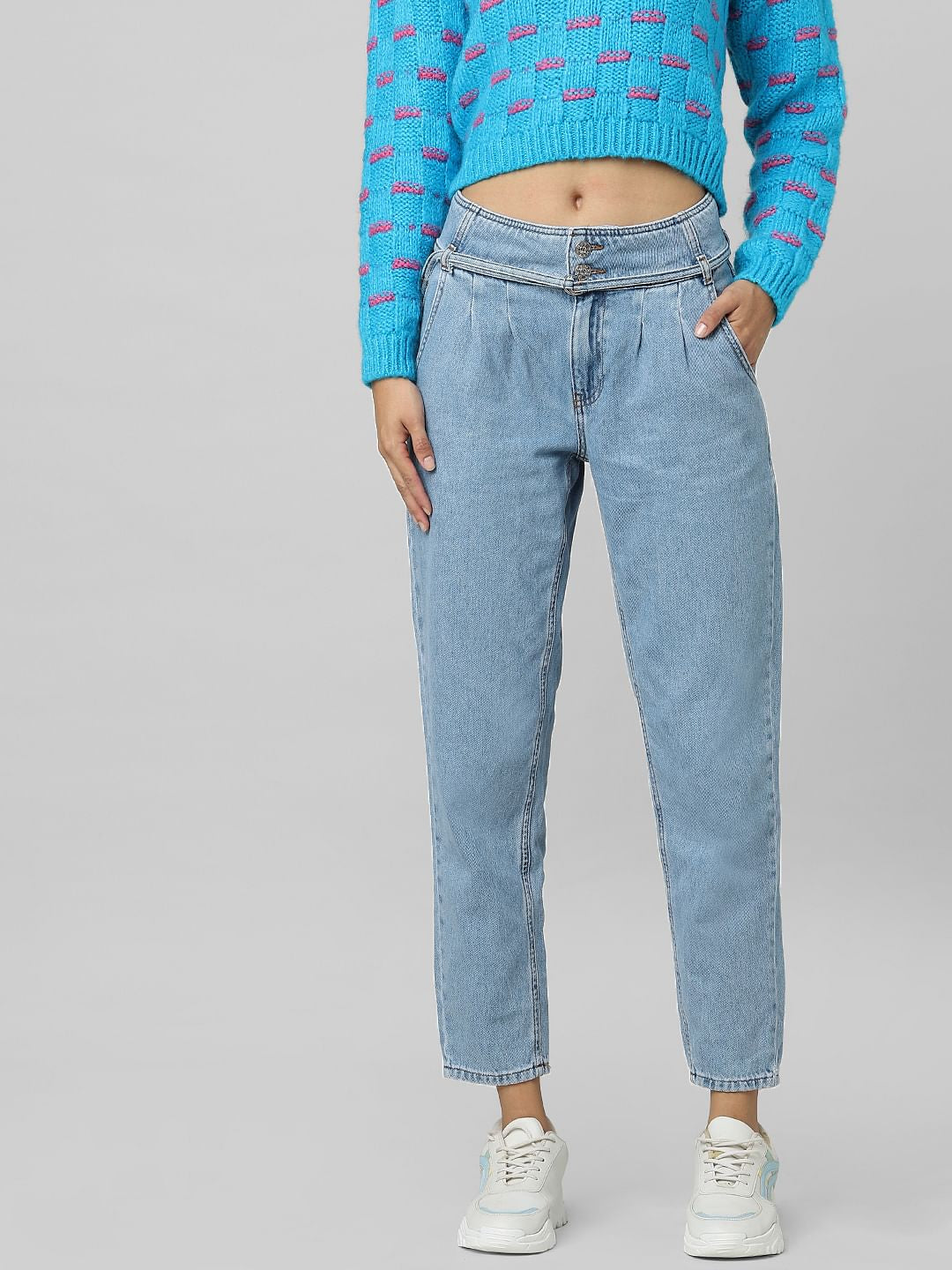 Blue High Rise Carrot Fit Jeans