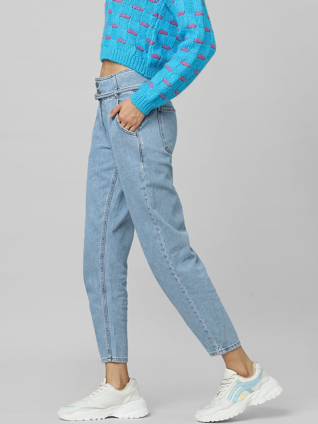 Blue High Rise Carrot Fit Jeans