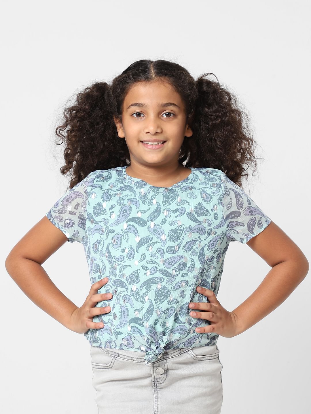 Girls Green Foil Print T-Shirt