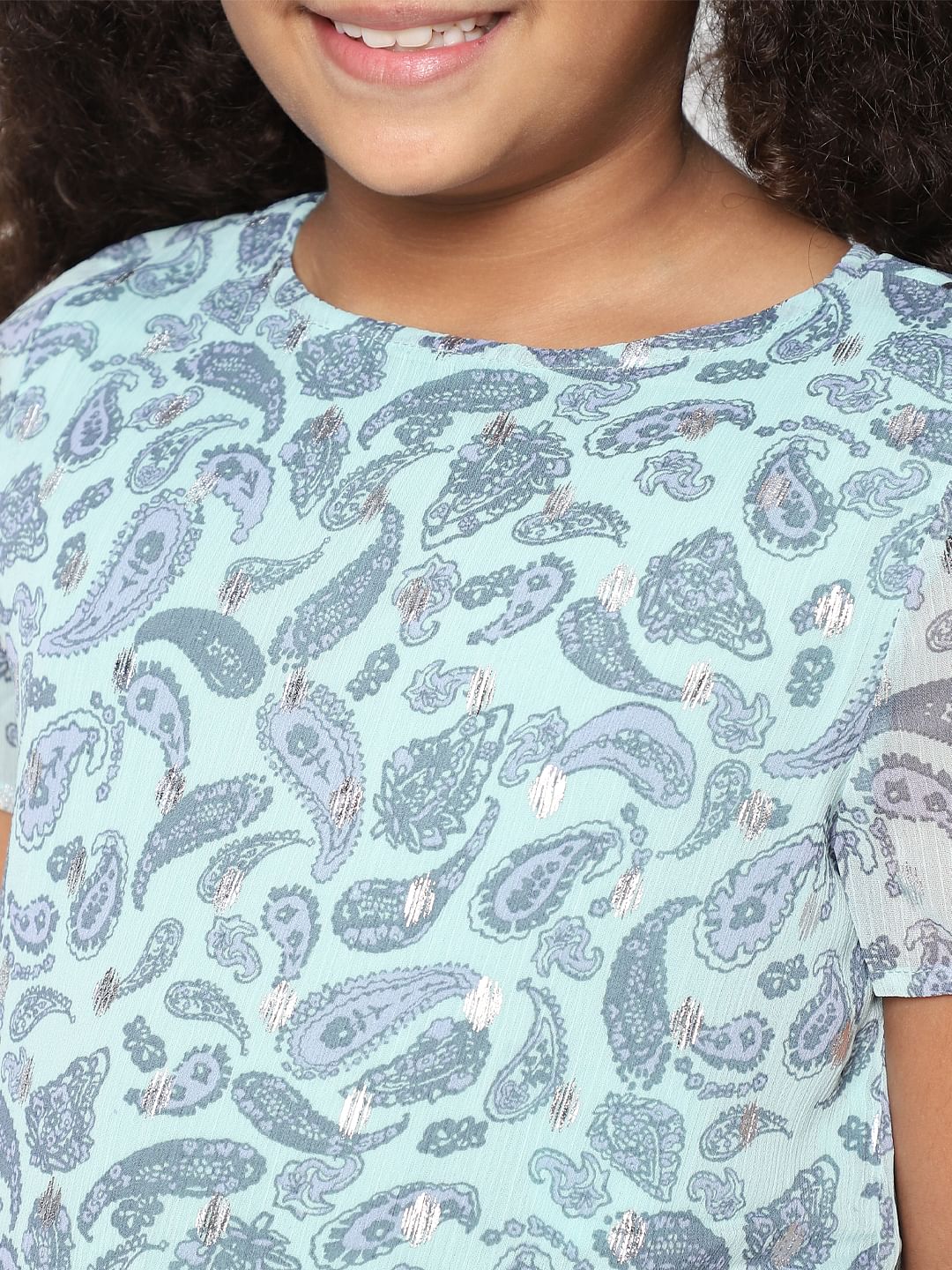 Girls Green Foil Print T-Shirt