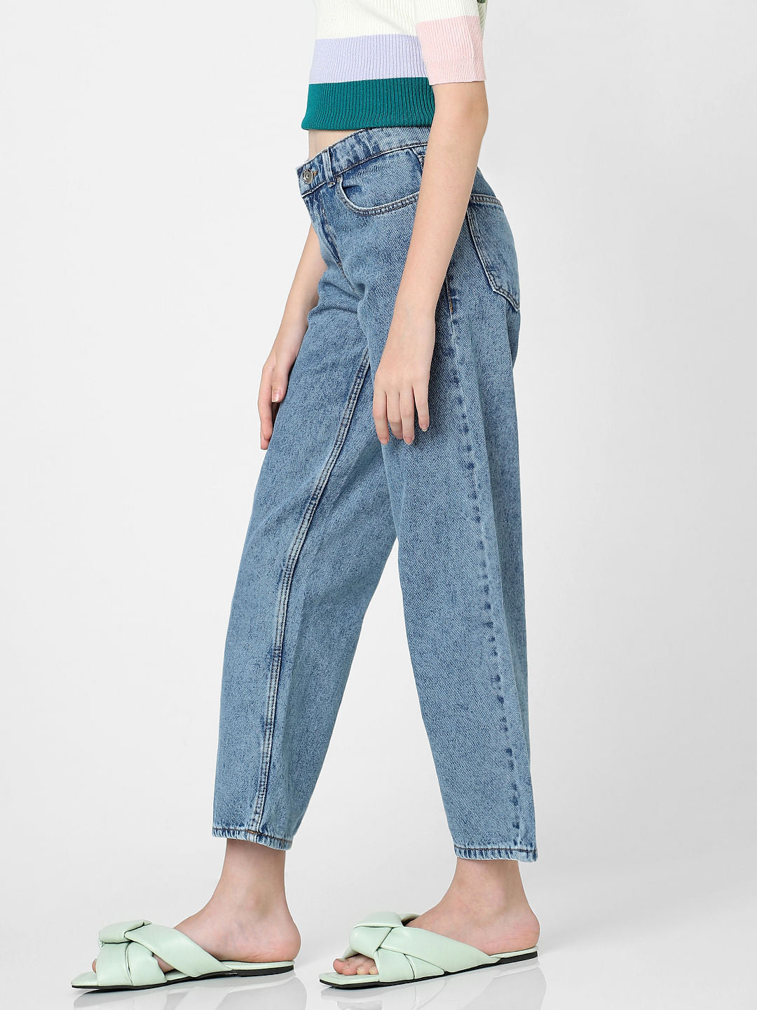 Blue High Rise Carrot Fit Jeans